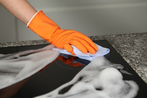 Cleaning team preparing a Brompton property for move-out handover